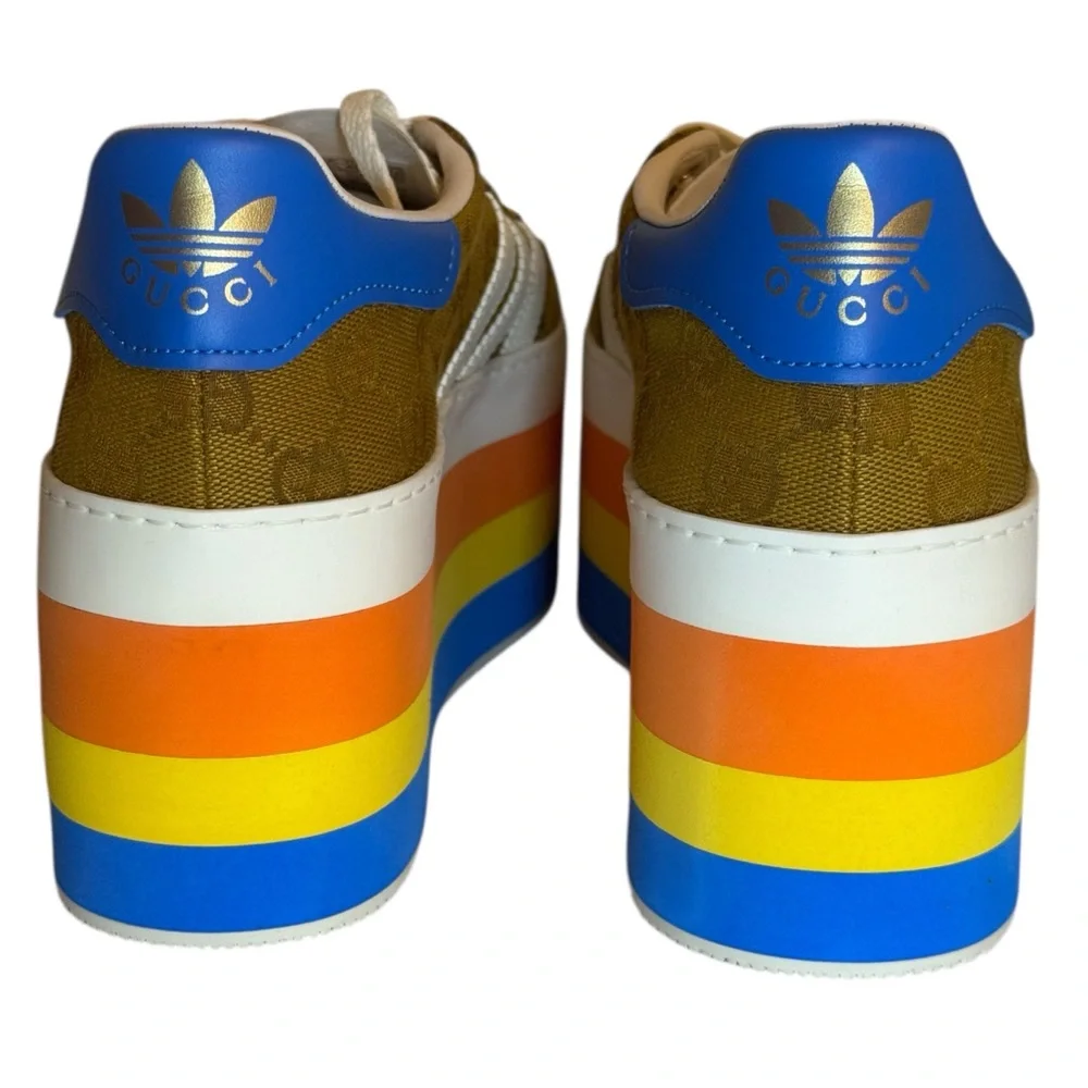 Gucci x Adidas Gazelle Platform Sneakers in GG Canvas Size 8
